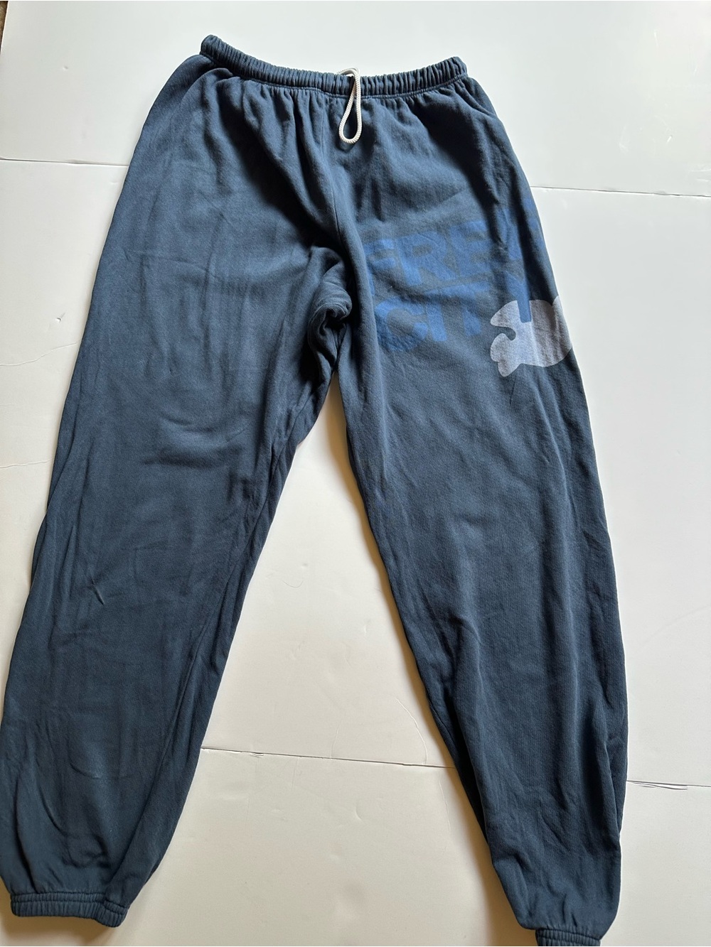 freecity Navy Blue Graphic Track Joggers size M